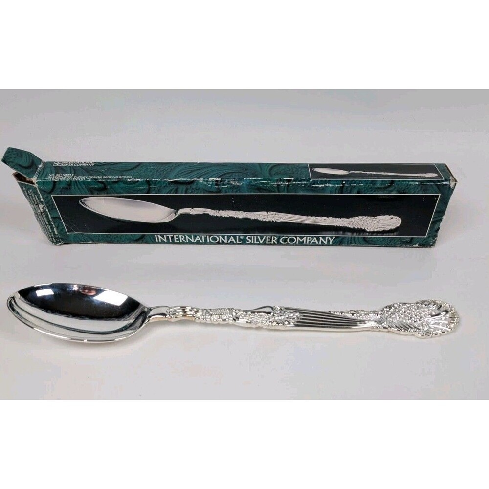 International Silver Co Antioch Serving Spoon Silverplated 12” Ornate Handle NIB
